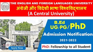 PhD Admission 2021 in THE ENGLISH AND FOREIGN LANGUAGES UNIVERSITY  EFLU Admission 2021  EFLU [upl. by Ezara]