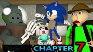 PIGGY VS BALDI amp SONIC chapter 7 roblox game horror [upl. by Yrallih]