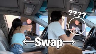 DRIVE THRU PERSON SWAP PRANK They Freaked Out [upl. by Latsirhc953]