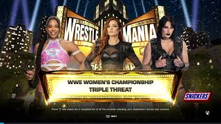 Bianca Belair vs Becky Lynch vs Rhea Ripley WWE 2K24 Women Triple Threat Championship Full Match [upl. by Yniatirb]