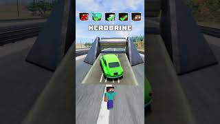 NOOB vs PRO vs HACKER vs HEROBRINE Car Jump Test 6 👌 🚗 shorts beamngdrive [upl. by Kinney790]