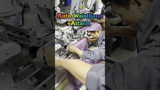 Automatic waistband attach waistband waistelastic garments autosewing automachine sewing [upl. by Nylarahs]