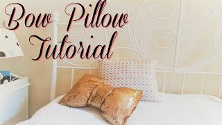 DIY No Sew Bow Pillow Tutorial Room Decor [upl. by Aidnac]