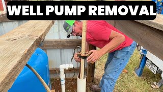 Pulling A Deep Well Pump  Easy Removal With PVC Down Pipe rpssolarpumps submersiblewaterpump [upl. by Noraa]