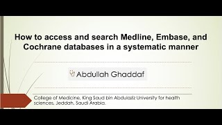 How to access and search Medline Embase and Cochrane databases in a systematic manner [upl. by Barrie]