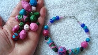 Paper Beads From Crepe Paper Streamers colorful paper jewelry make beads beading bracelet [upl. by Gawlas815]