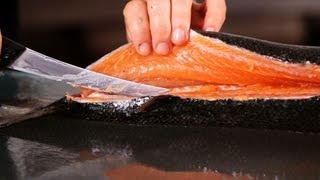 How to Cut Salmon into 2 Fillets  Fish Filleting [upl. by Greenlee]