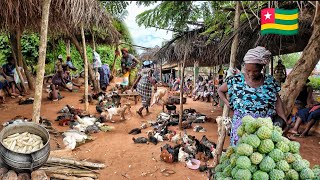 Rural village market day in kouvé Togo 🇹🇬 west Africa Cost of living in an African village [upl. by Mandal]