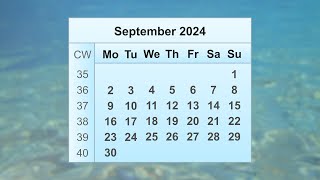 September 2024 Calendar [upl. by Notnilk]