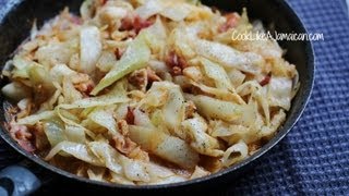 Jamaican Cabbage and Codfish Recipe Video [upl. by Ahsikahs]