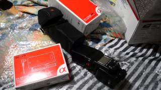 Sony HVLF58AM Flash and FAEB1AM Unboxing [upl. by Sitoeht]