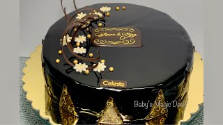 Chocolate glaze cake  Chocolate ganache recipe  Cake decoration video [upl. by Nipsirc]