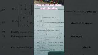 Inter 1st year maths 1A  matrices 2 marks questions for important questions  maths education [upl. by Aloibaf230]