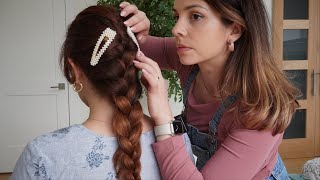 ASMR Perfectionist French Hair Braiding Hair Styling Finishing Touches  Sleep Routine [upl. by Rehtaeh807]