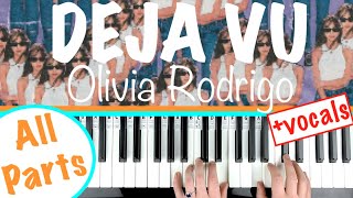 How to play DEJA VU  Olivia Rodrigo Piano Tutorial ChordsAccompaniment with Singing [upl. by Guyon]