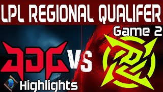 JDG vs NIP Highlights Game 2  LPL Regional Qualifer 2024  JD Gaming vs Ninjas in Pyjamas by Onivia [upl. by Ilohcin635]