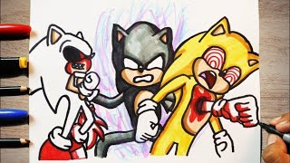 COMO DESENHAR O HYPER SONIC VS SONICEXE E FLEETWAY SONIC shorts youtubeshorts sonic drawing [upl. by Sajovich]