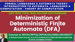 Formal Languages amp Automata Theory  Problem8 Minimization of Deterministic Finite Automata DFA [upl. by Floyd]