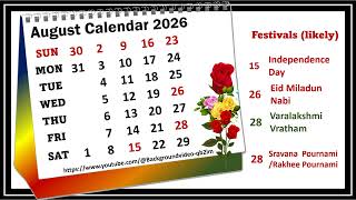 August Calendar 2026 augustcalender2026 [upl. by Grassi547]