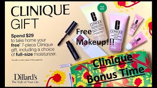 Dillard’s Clinique Bonus Days FREE MAKEUP AND SKINCARE Free 7 piece gift with 29 purchase RUN [upl. by Imugem]