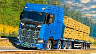 SCANIA TRANSPORTER TRUCK DRIVING ON RAILWAY TRACK  EURO TRUCK SIMULATOR 2 [upl. by Bounds]