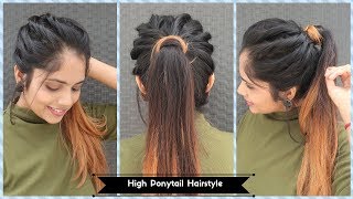 High Twisted Ponytail Hairstyle  Messy Ponytail Hairstyle For Long To Medium Hair [upl. by Selinski800]