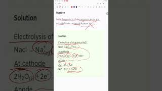 The products of electrolysis of aqueous NaCl at the respective electrodes are Cathode [upl. by Occor126]