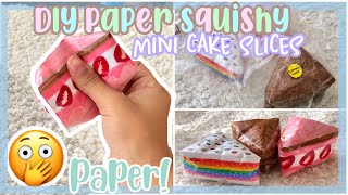 DIY CAKE SLICE PAPER SQUISHY TUTORIAL NO FOAM [upl. by Drofhsa]