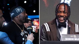 DEONTAY WILDER CANT HELP BUT LAUGH AS DEREK CHISORA ABUSES JOSEPH PARKER AT PRESS CONFERENCE [upl. by Henricks]