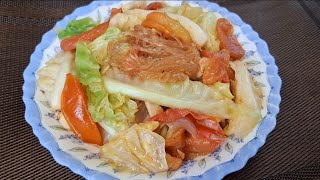 STIR FRIED CABBAGE WITH SOFT PORK amp RICE VERMICELLI  QUICK amp EADY RECIPE [upl. by Adnawad679]