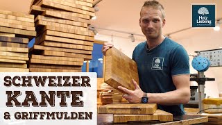 Schneidebrett mit Schweizer Kante herstellen  Griffmulden fräsen  HolzLiebling DIY [upl. by Silsby]