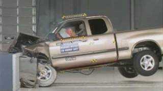 2001 Toyota Tundra moderate overlap IIHS crash test [upl. by Elletnuahs]