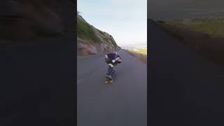 Longboarder VS Cyclist speed skateboarding skateboard downhill downhill insane longboard [upl. by Yarased617]