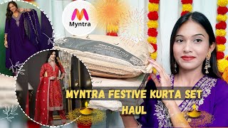 MYNTRA Diwali Wedding season special Kurta set haul Ftmisspurni [upl. by Leon]