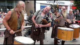 Bagpipes And Drums Music Of Best Scottish Tribal Bands City Centre Of Perth Perthshire Scotland [upl. by Jone]