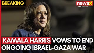 Kamala Harris Addresses Rally in Michigan  Harris Vows to End Ongoing IsraelGaza War  NewsX [upl. by Aissat413]