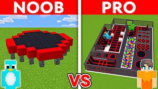 NOOB vs PRO MODERN TRAMPOLINE PARK House Build in Minecraft [upl. by Anrim537]