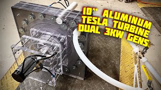 10in Aluminum Tesla Turbine ⚡️ Dual 3kW BLDC Generator Solar Off Grid Electricity Production [upl. by Norvun]