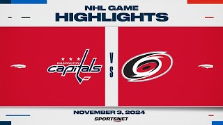 NHL Highlights  Capitals vs Hurricanes  November 3 2024 [upl. by Sofie]