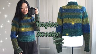 Raglan Sweater Knitting Tutorial Easy for Complete Beginners [upl. by Alma]