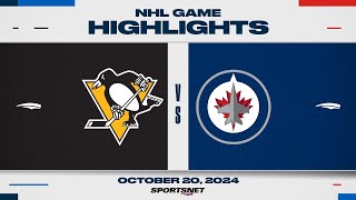 NHL Highlights  Penguins vs Jets  October 20 2024 [upl. by Nnylirehs]