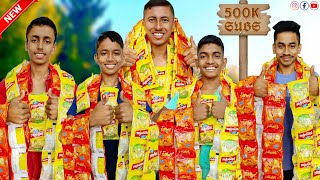 500K Subscribers Celebration With Masala Yippee Noodles  Traditional Gravy Maggi Cooking In Village [upl. by Leuqer]