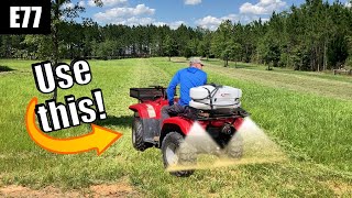 ATV spraying large acreage for farm pasture weed control  FIMCO ATV sprayer [upl. by Edorej]