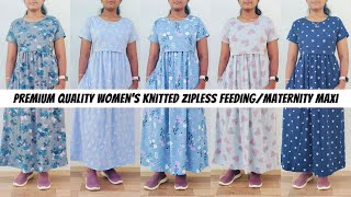 Trendy Zipless Maternity Gowns with Pocket  AllTime Outfits gown maternity feedinggown kurtis [upl. by Oihsoy]