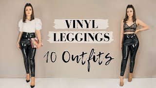 VINYL LEGGINGS OUTFITS  LOOKBOOK ✨ 10 Simple Outfit Ideas amp How to Style [upl. by Haelam]