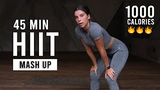 Burn 1000 Calories with this 45 MIN CARDIO HIIT Workout Full Body No Equipment No Repeats [upl. by Johanna]