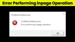 Error Performing Inpage Operation  2022  Windows 11 10  8  7  Fix [upl. by Wilmar]