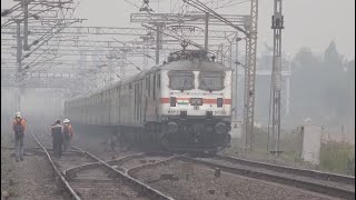 Jaipur Mumbai Duronto Express Displaying Brute Force In Afternoon Winter Fog At Sanjan Gujarat [upl. by Nowujalo259]