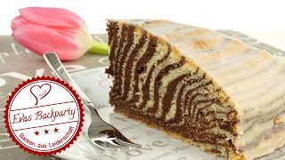 Zebrakuchen  saftig  schnell und einfach  Rührteig  Backen mit Evas Backparty [upl. by Assillim]