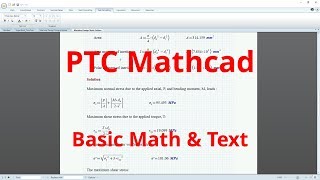 PTC Mathcad Tutorial  Basic Math and Text Introduction [upl. by Mccandless]